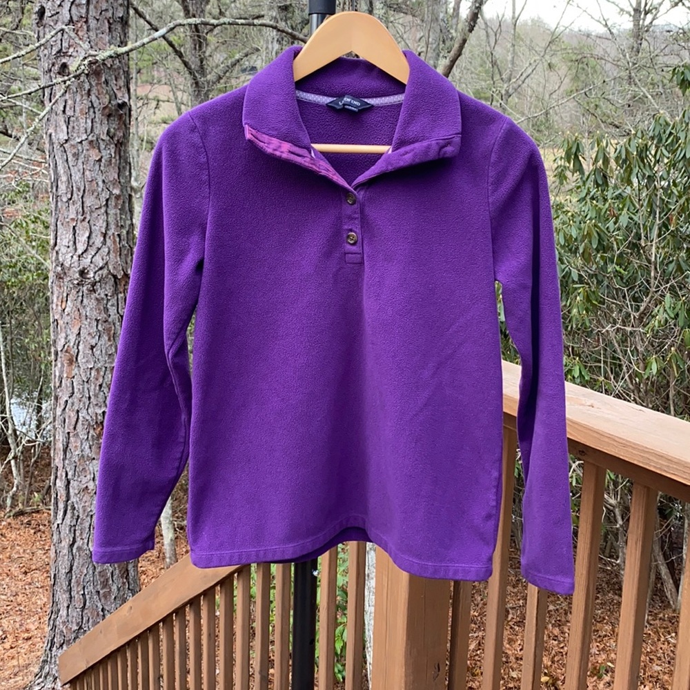 Lands’ End Purple Fleece Quarter Button-Down